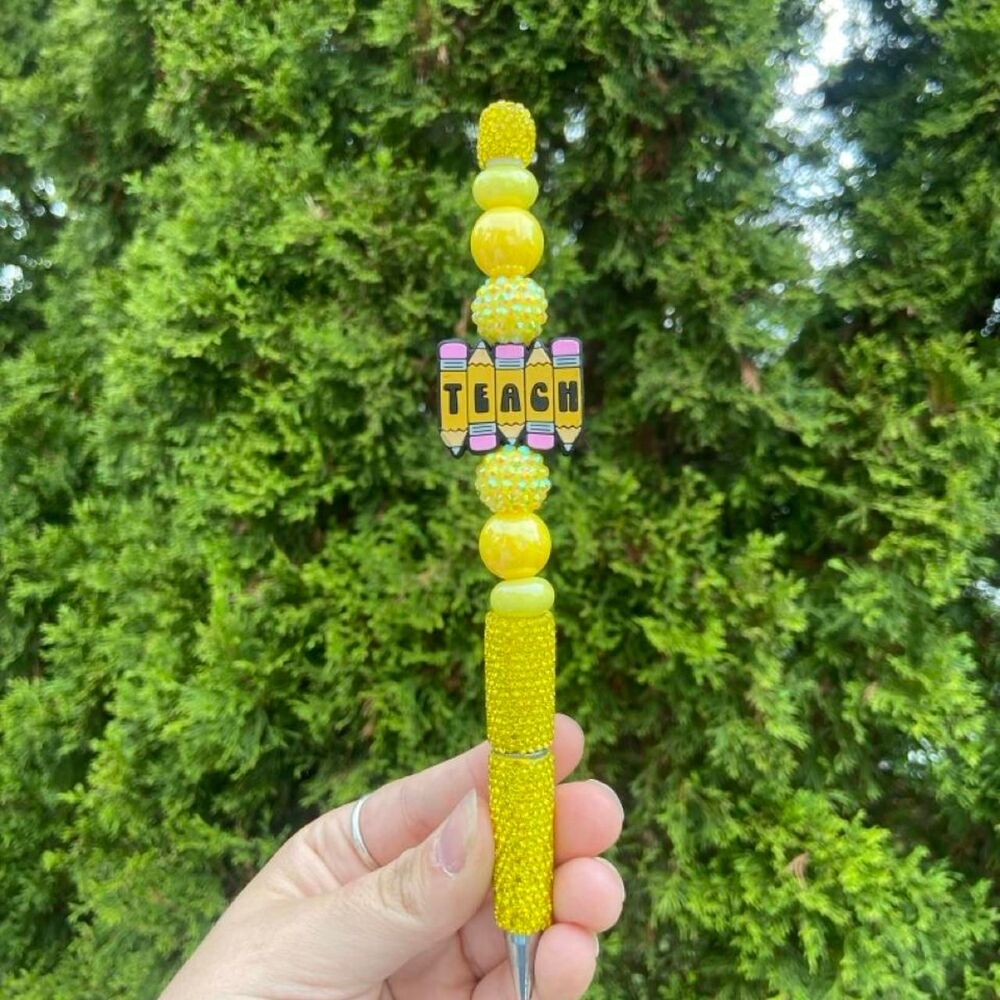 Yellow TEACH Beaded Pen